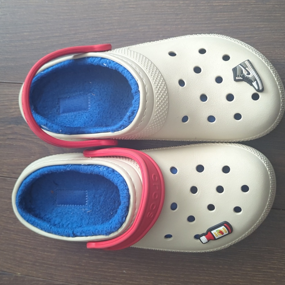 Crocs Classic Lined Clog Bone Multi Blue & Red (Unisex) - Picture 2 of 8